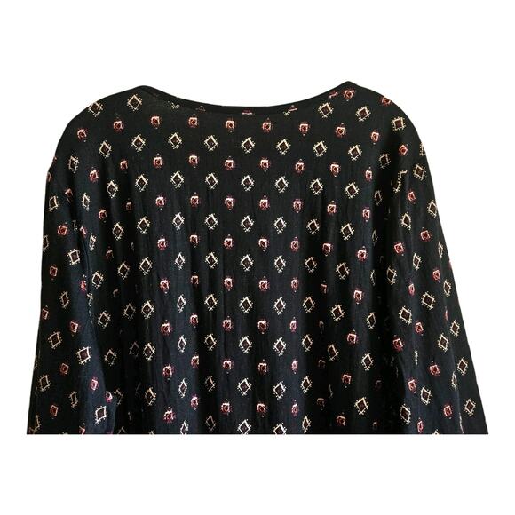 ULLA POPKEN Plus 20 22 Tunic Top Black Burgundy Geometric Keyhole Relaxed 52" - Picture 6 of 7